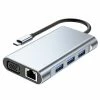 Type-C Hub 7 In 1 USB C To 4K HDMI+1000M RJ45+PD 100W Charge+USB 3.0*3+VGA Dock For MacBook, Windows, Laptop