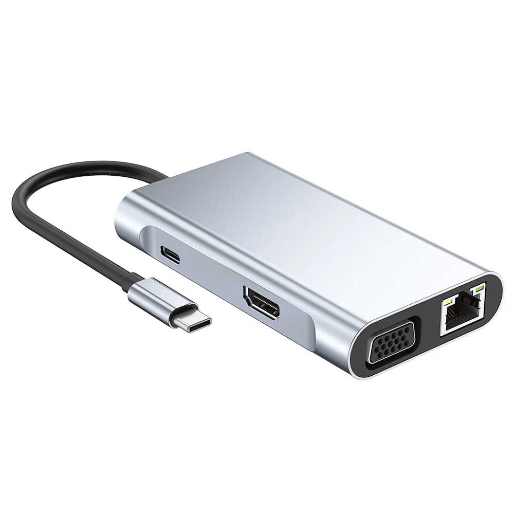 Type-C Hub 7 In 1 USB C To 4K HDMI+1000M RJ45+PD 100W Charge+USB 3.0*3+VGA Dock For MacBook, Windows, Laptop - Image 6