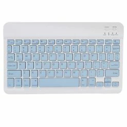 Wireless Bluetooth Keyboard For IPad Rubber Key Cap Rechargeable Keyboard For Android, IOS, Windows, Smartphone - Light Blue