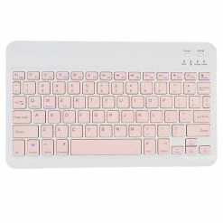 Wireless Bluetooth Keyboard For IPad Rubber Key Cap Rechargeable Keyboard For Android, IOS, Windows, Smartphone - Pink