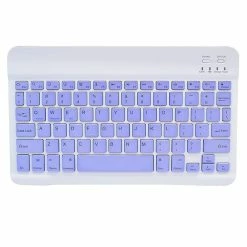 Wireless Bluetooth Keyboard For IPad Rubber Key Cap Rechargeable Keyboard For Android, IOS, Windows, Smartphone - Purple