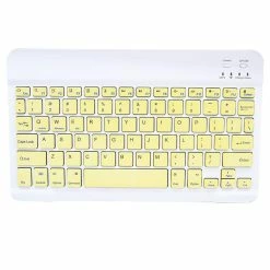Wireless Bluetooth Keyboard For IPad Rubber Key Cap Rechargeable Keyboard For Android, IOS, Windows, Smartphone - Yellow