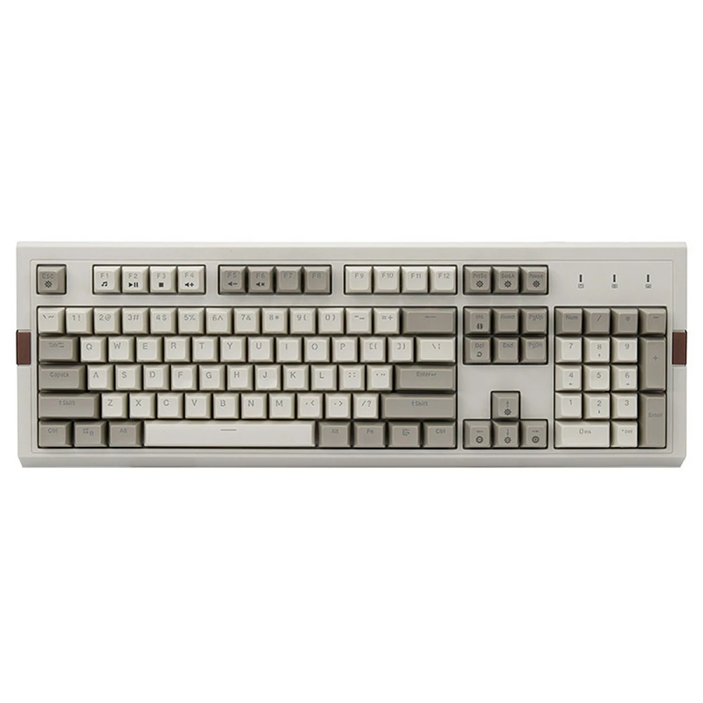 Ajazz AK510 Retro Game Wired Mechanical Keyboard 104 PBT Ball Key Cap RGB Lights Black Switch - Gray + White