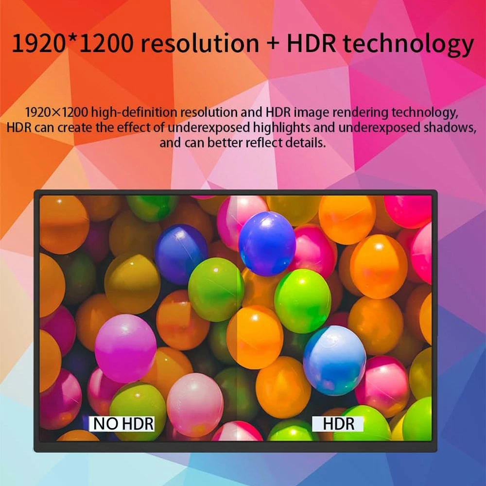 AOSIMAN 140FCC 14'' Ultra Slim Portable Game Monitor 1920x1200 16:10 HDR 4mm IPS Narrow Frame Panel Plastic Shell 99% SRGB 1500:1 Full View External Display With Stereo Dual Speakers Mini HDMI USB Type-C Second Screen For Laptop PC Phone Xbox-JP Plug - Image 3