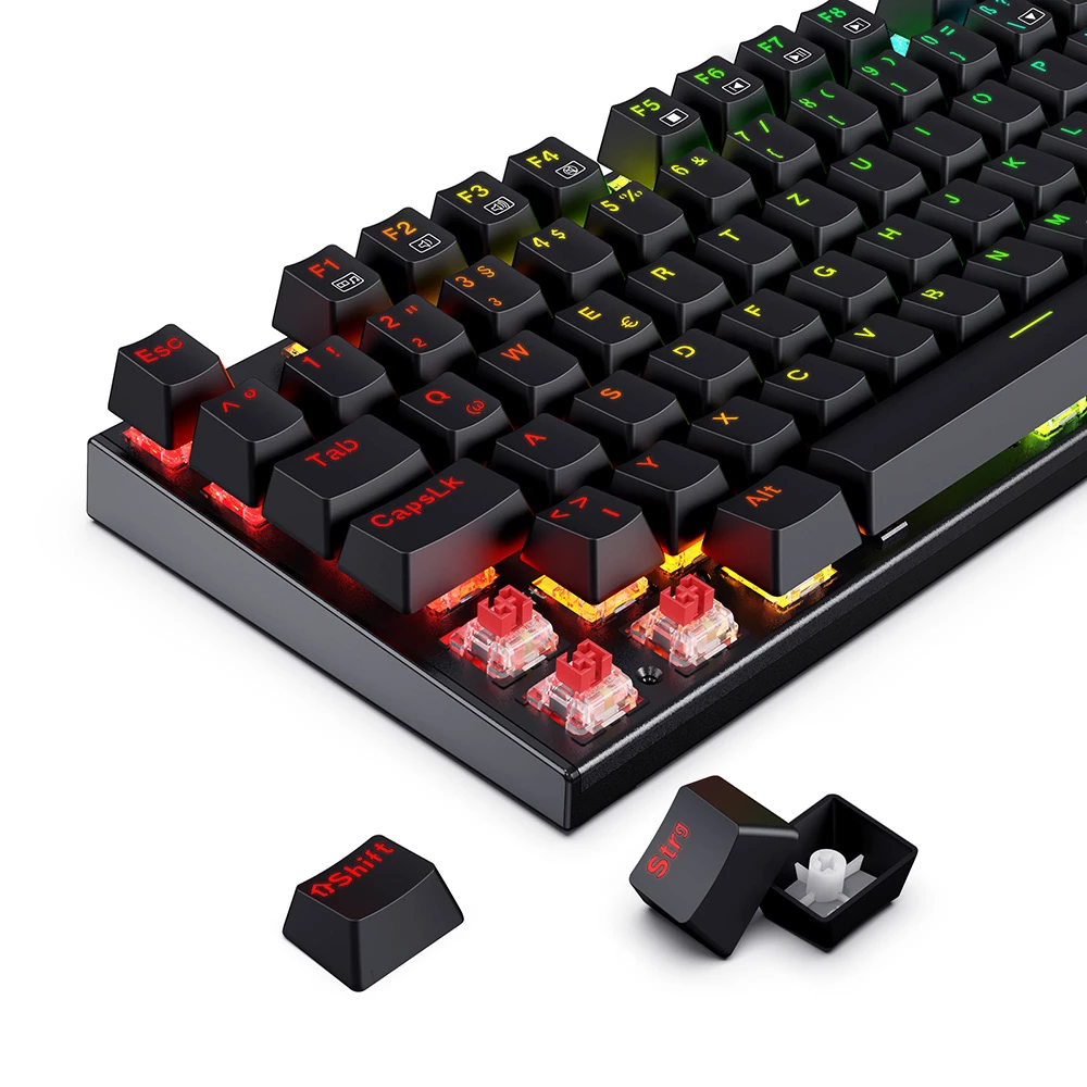 Redragon 105-Key K565-RGB Mechanical Keyboard RGB Backlight German Layout Aluminum Base Red Switch - Black - Image 6