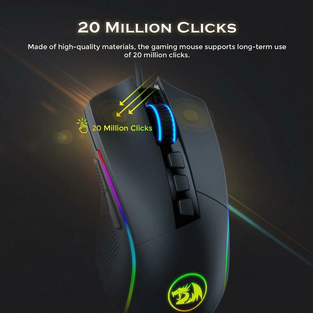 Redragon M721 PRO Lonewolf 2 Wired Gaming Mouse, 16000DPI, 8 Buttons Programmable - Black - Image 6