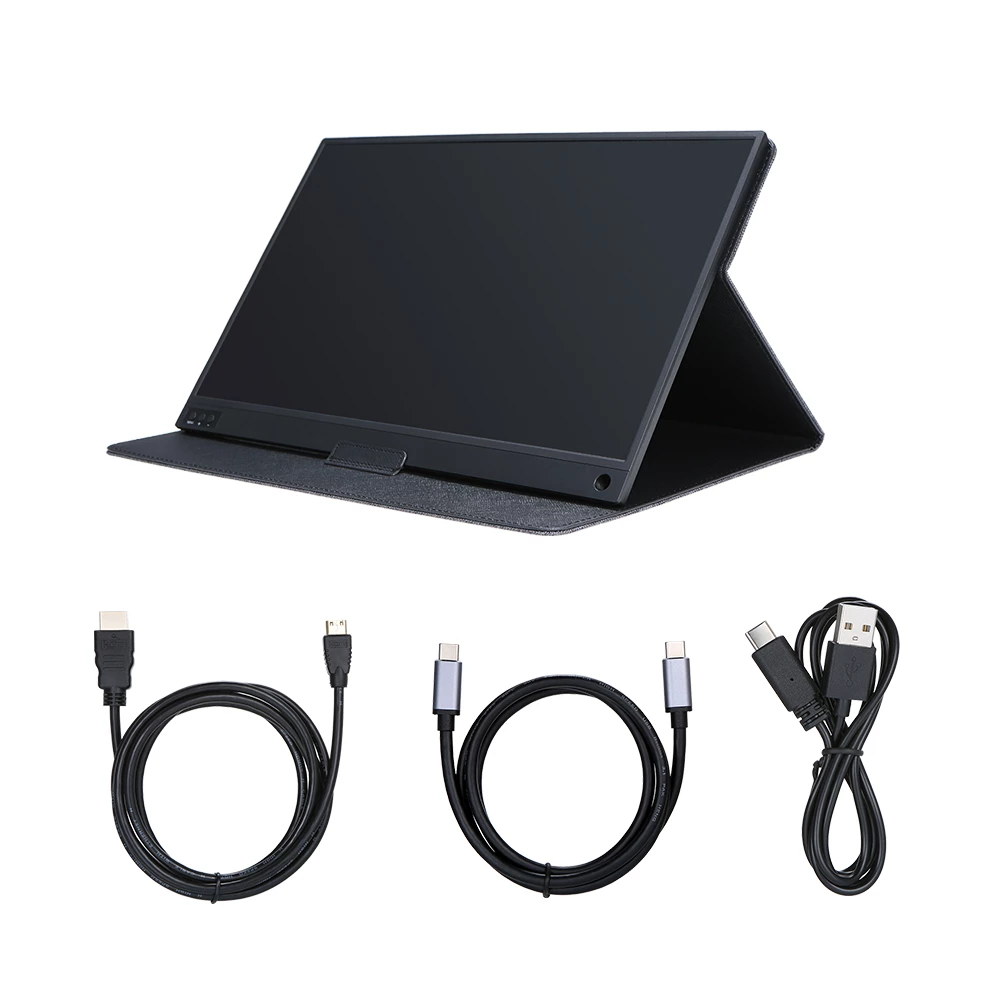 T-bao T15A Portable Monitor 15.6 Inch IPS HD 1920x1080 Display LED Monitor With Leather Case For PS4/Xbox/Phone - Black - Image 3