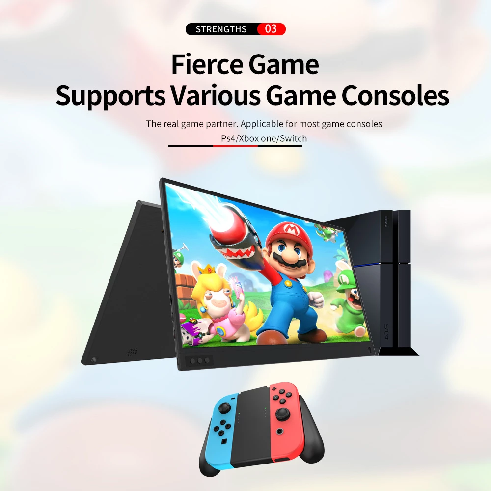 T-bao T15A Portable Monitor 15.6 Inch IPS HD 1920x1080 Display LED Monitor With Leather Case For PS4/Xbox/Phone - Black - Image 4